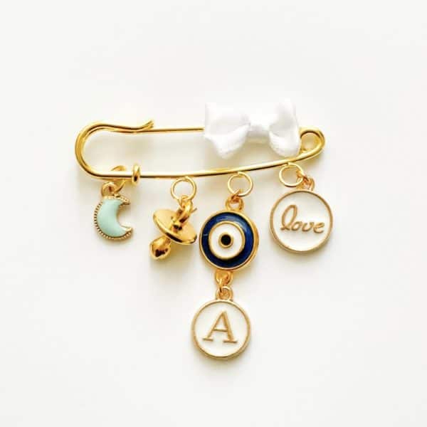Nadel mit 5 Charms, gold