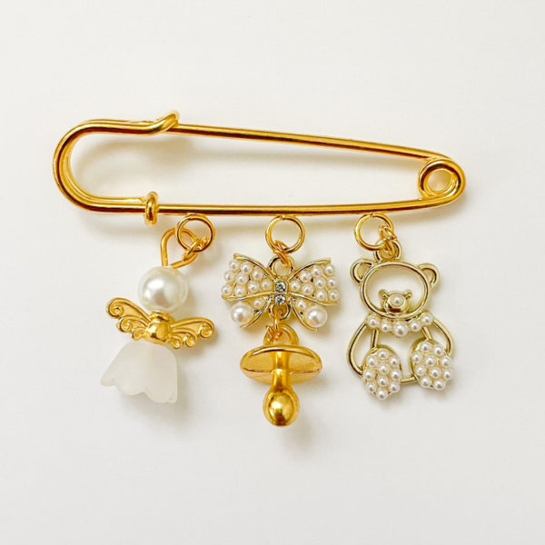 Nadel mit 4 Charms, gold