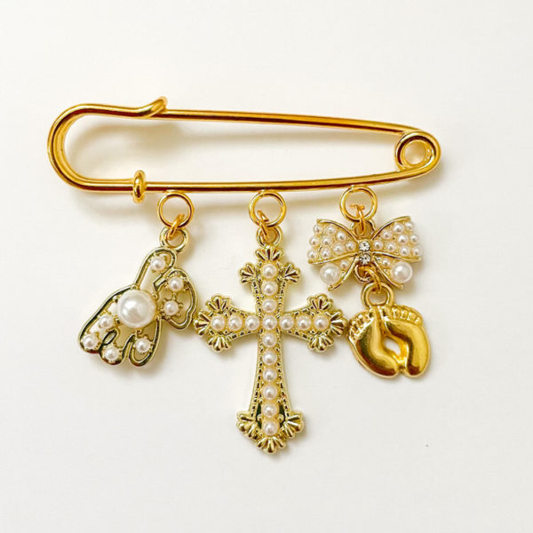 Nadel mit 4 Charms, gold