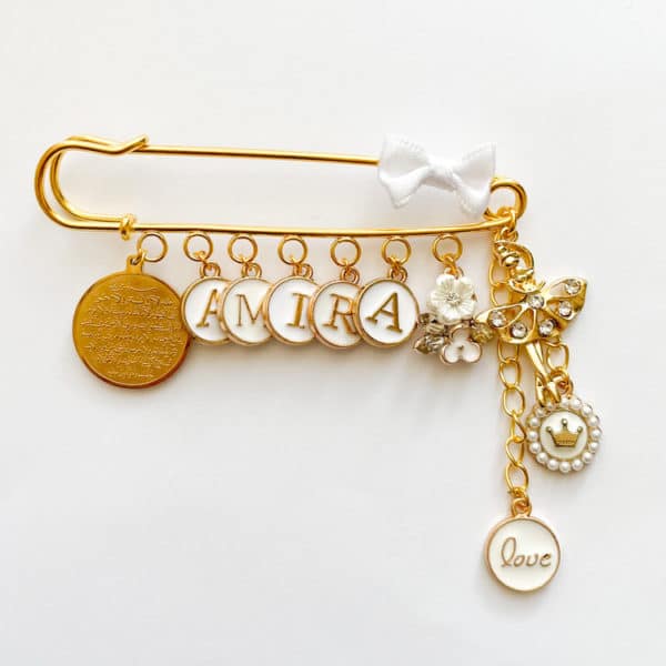 Nadel mit 10 Charms, gold