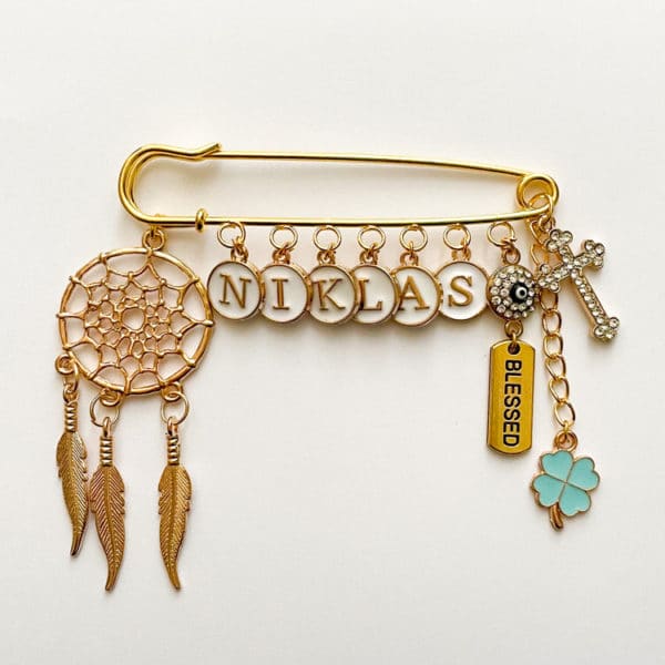 Nadel mit 11 Charms, gold