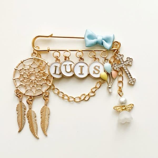 Nadel mit 8 Charms, gold