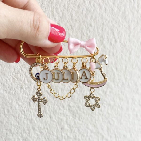 Nadel mit 9 Charms, gold