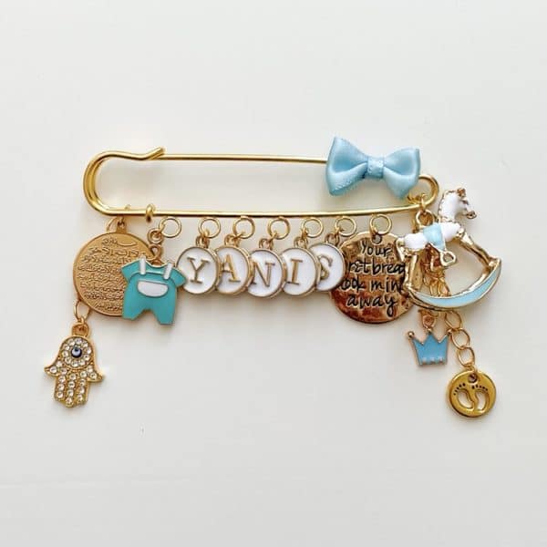 Nadel mit 12 Charms, gold