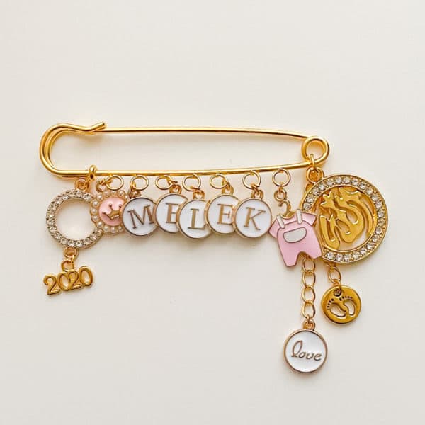 Nadel mit 12 Charms, gold