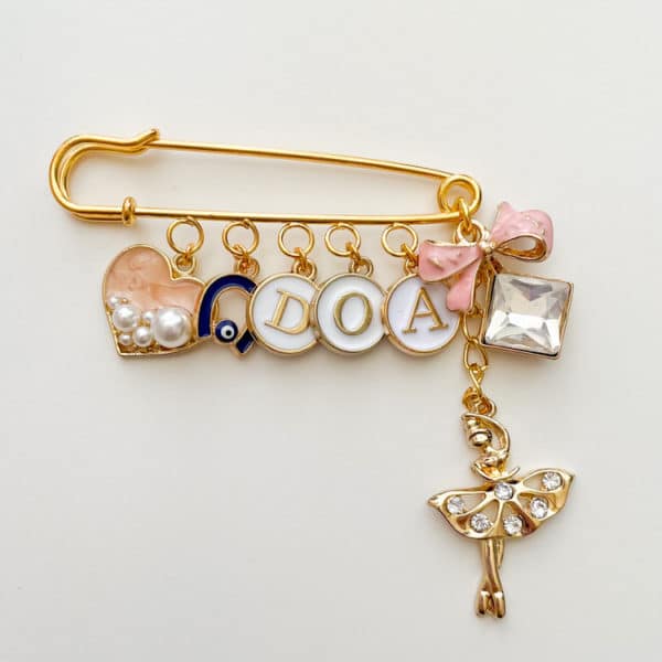 Nadel mit 7 Charms, gold