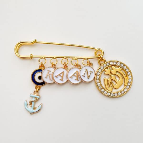 Nadel mit 7 Charms, gold