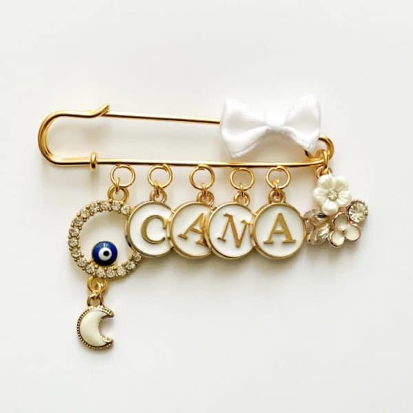 Nadel mit 7 Charms, gold