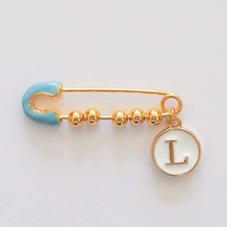 hellblaue Nadel mit 1 charm, gold