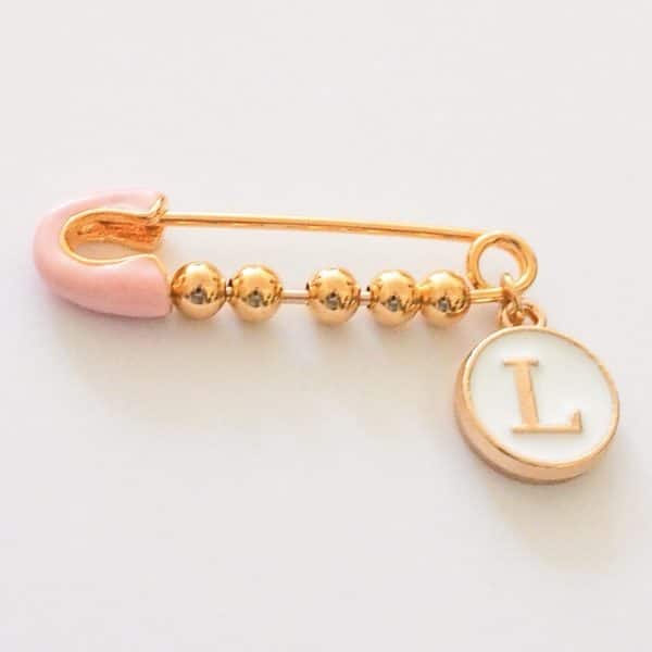 rosa Nadel mit 1 charm, gold