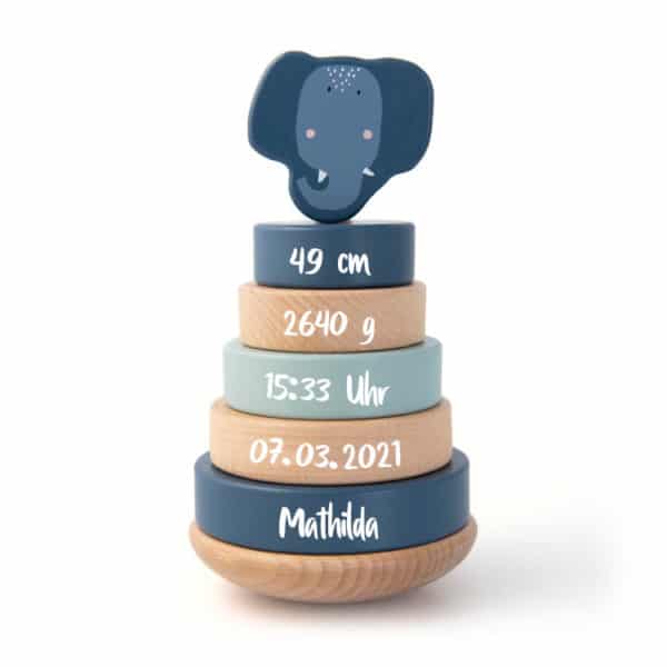 Trixie Baby Stapelturm Mrs. Elephant Elefant mit Geburtsdaten