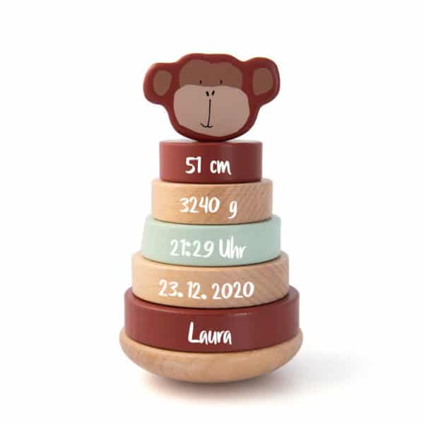 Trixie Baby Stapelturm Mr. Monkey Affe mit Geburtsdaten