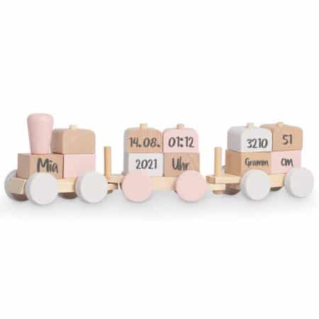 Jollein Holzzug, Eisenbahn aus Holz, rosa