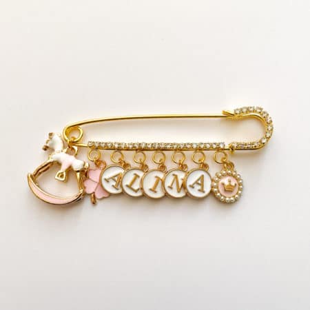 Strassnadel mit 8 charms, gold