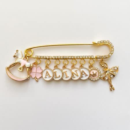 Strassnadel mit 9 charms, gold